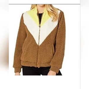 UGG Tan and Cream Polyester Teddy Bear Jacket Xl